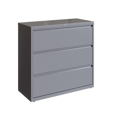 Hirsh 42 in W 3 Drawer Lateral File Cabinet, Arctic Silver, A4/Legal/Letter 23749