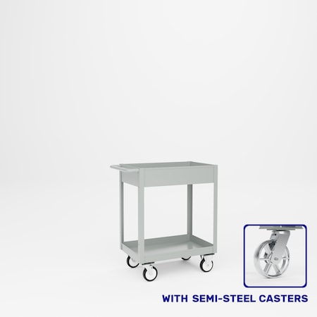 Pucel Welded Box Service Cart, 18 in W x 28 in D x 37 in H, Semi-Steel Casters, 6 in Deep Box, Gray TSC-1828-6S