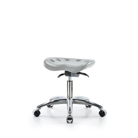 Blue Ridge Ergonomics Polyurethane Tractor Sit-Stand Stool Chrome - Desk Height with Chrome Casters in Gray Polyurethane PTDHSO-CR-CC-GRY
