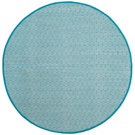 Safavieh 4 x 4 ft. Montauk Hand Woven Round Area RugIvory & Turquoise MTK515B-4R