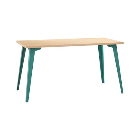 Orison Office 27x57 Mid Century Modern Desk, Teal / Platinum Oak 25797
