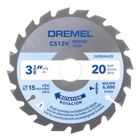 Dremel Blueprint 3 3/8 in. D X 15 mm Circular Saw Blade 20 teeth CS500
