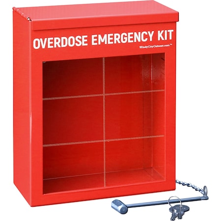 Encore Packaging Locking Overdose Emergency Kit Cabinet - Red IFS-5710-L