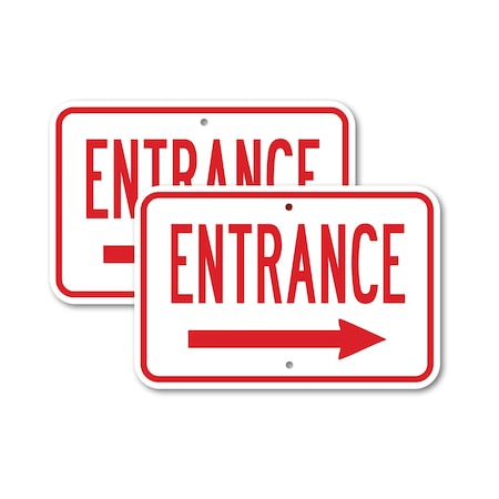 Signmission Entrance with right arrow, 18'' X 24'' 2 Signs, Heavy Gauge Aluminum, 2PK A-1824-2PACK-2656