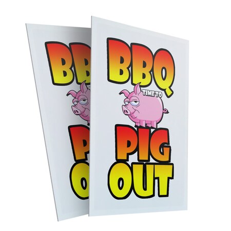 Signmission Bbq Time To Pig Out, Plastic Signs Only 24 Inch x 36 Inch, Corrugated Plastic, 2PK CSB-2436-2PACK-Bbq Time To Pig Out