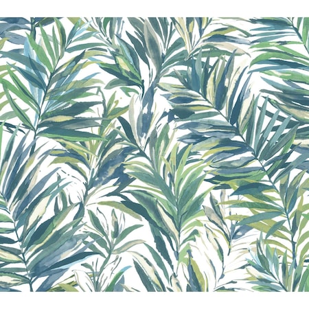 York Wallcoverings Swaying Palms Green and Blue Wallpaper GN2544