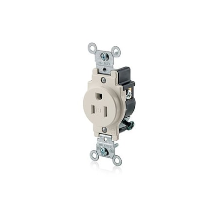 Leviton Plugs&Rcptcls, 15A, 125VAC, Almnd, Nylon T5015-T