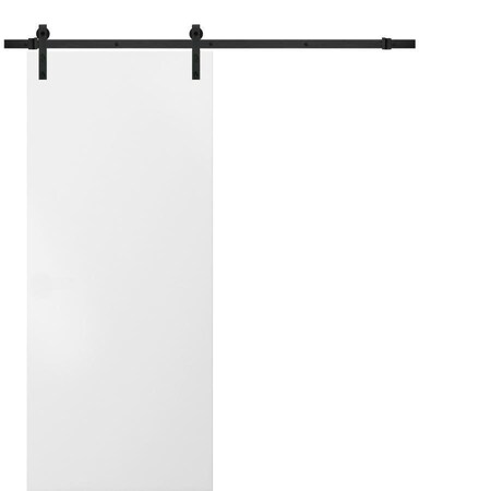 Sartodoors Sturdy Barn Door with Hardware, Planum 0010 White Silk, 6.6FT Rail Hangers Heavy Set, Modern Solid PLANUM0010BD-B-WS-3284