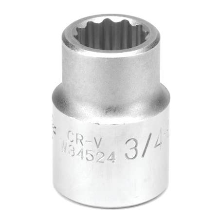 Perform Tool Socket 3/4 In Drive; 3/4 In; Standard; 12 Point; Polished Nickel Chrome Plated; Vanadium Alloy W34524