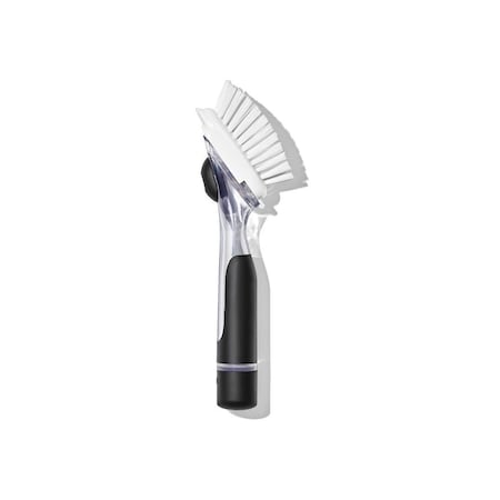 Oxo Soap Dispenser Dish Brush Good Grips 1.25" W Plastic/Rubber Handle Black/White 1067529