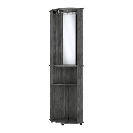 Homeroots 75in Gray Wood Corner Bar Cabinet With Two Doors 552292