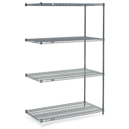 Global Industrial Nexel 4 Shelf, Nexelon Blue Wire Shelving Unit, Add On, 30"W x 14"D x 86"H B969904