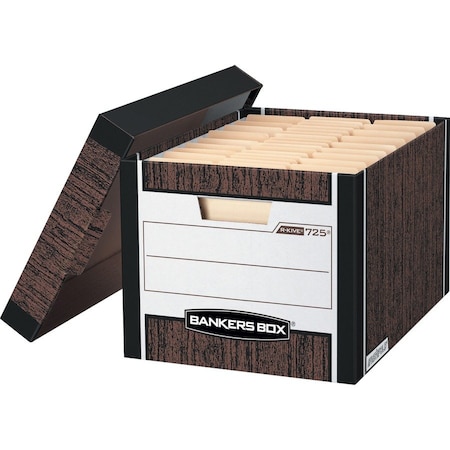 Bankers Box File Box, Corrugated Fiberboard, 12 in W, 15 in D, 10 in H, Lift-Off Locking Lid Closure, Brown 00725