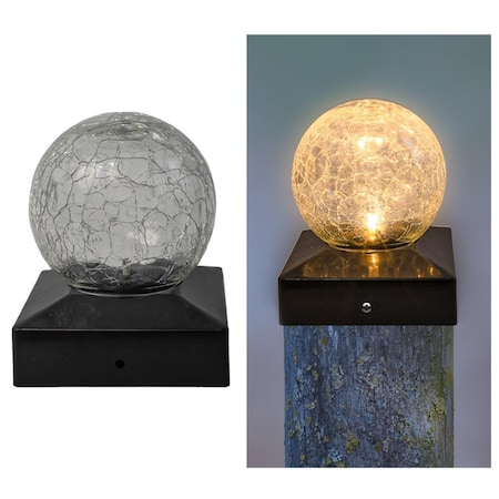 Crosslight Crackle Ball Post Cap Solar Light, Set of 2 M-K60