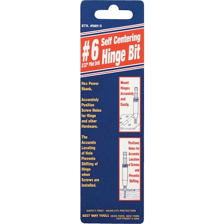 Best Way Tools No, 6 3/32'' Hinge Drill Bit B58515