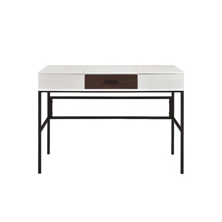 Homeroots 42" White and Black Writing Desk 491478