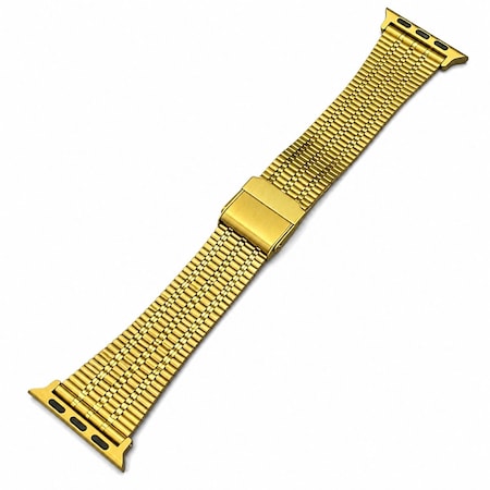 Elegani Expansion Stainless Steel Replacement Band Compatible with Apple Watch 49mm, Yellow Gold SEBCQR-YGD-49mm