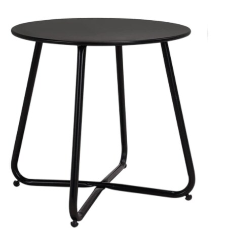 Wrightmaster 17.75 in. Black Patio Steel Patio Side Table, Weather-Resistant Outdoor Round End Table ZR-20.021.001