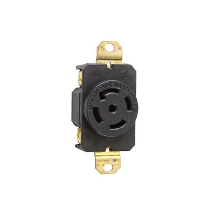 Legrand LockingRcptcle, 30A, 10hp, 277/480VAC, Blk L2230R