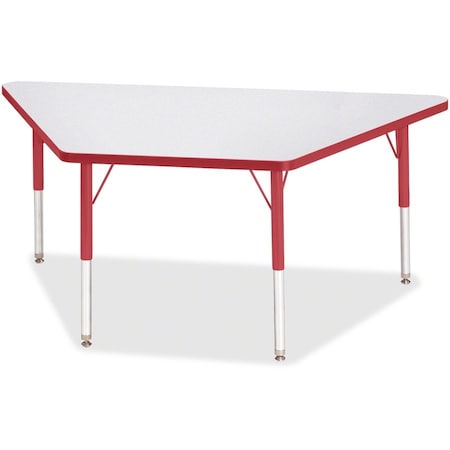 Jonti-Craft Berries Trapezoid Activity Tables, 30 in. x 60 in., E-height, Freckled Gray/Red/Gray 6443JCE008
