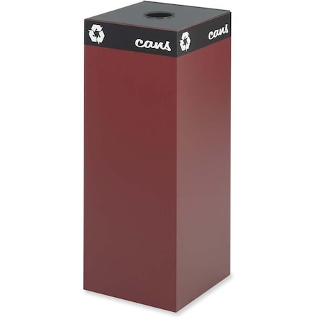 Safco 37 gal Square Recycling Bin, Open Top, Red, Steel, 1 Openings 2983BG