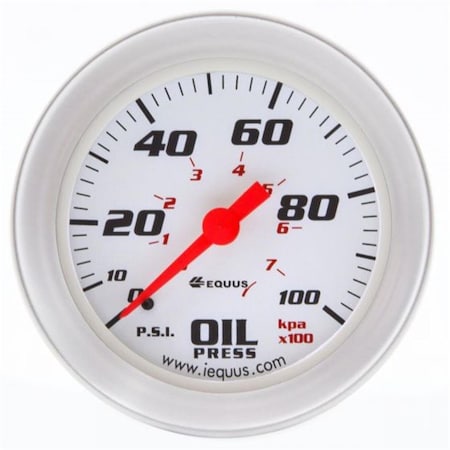 Equus Products Equus  2.0 in. dia. Oil Pressure Gauge, Silver - 0-100 PSI EQUE8244