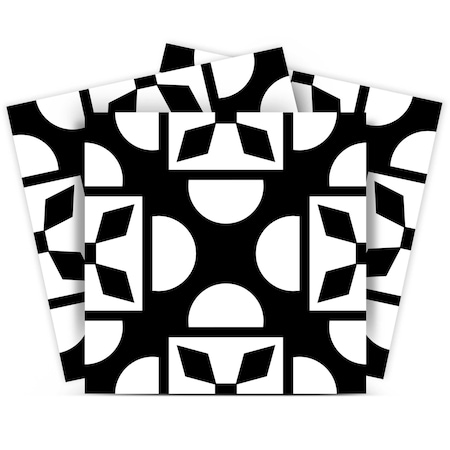 Homeroots 6" X 6" Black And White Coli Peel And Stick Tiles 390690