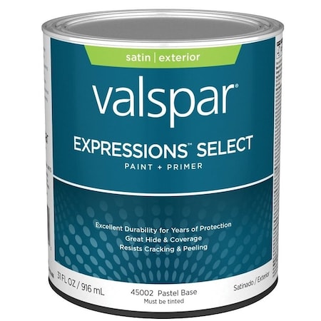 Valspar Expressions Select 4500 Latex Paint, Acrylic Base, Satin Sheen, Pastel Base, 1 qt 028.0045002.005