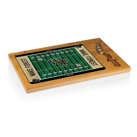 Picnic Time Family Of Brands NCAA Wake Forest Demon Deacons Icon Glass Top Cutting Board & Knife Set 910-00-505-614-0