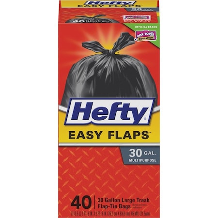 Hefty 30 gal Trash Bags, L, 0.85 mil (22 Micron), Black RFPE27744