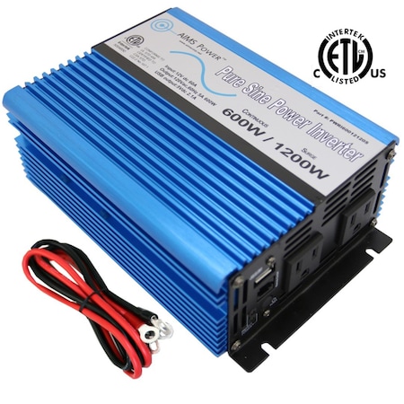Aims Power 600 WATT PURE SINE POWER INVERTER 12 VOLT LISTED TO UL 458 PWRI60012120S