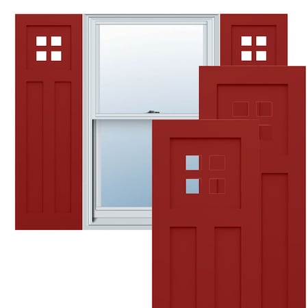 Ekena Millwork True Fit PVC San Antonio Mission Style Fixed Mount Shutters, Fire Red, 18W x 67H, PR TFP001ST18X067BR
