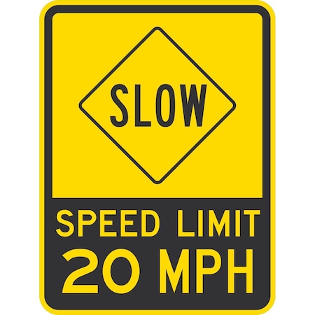 Lyle Slow Speed Limit 20 Mph (W/Sym), 18x24, Non-Reflective, Yellow G-11268-NA_18x24