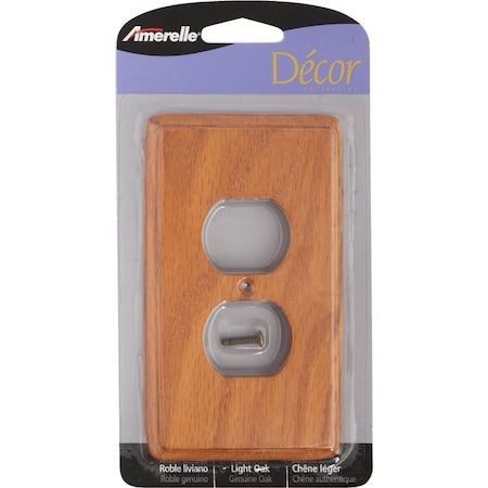 Amerelle 1-Gang Solid Oak Outlet Wall Plate Light Oak 901DL