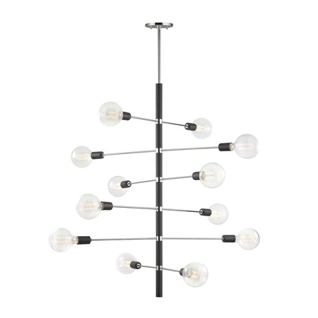 Mitzi Astrid 12 Light Chandelier 36 In. Polished Nickel/Black H178812-PN/BK