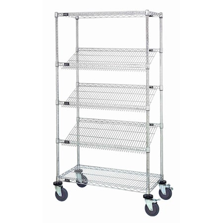 Quantum Storage Systems WIRE SLANTED SHELF UNIT 5 SHELVES MOBILE M1836SL6C