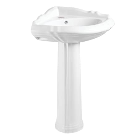 Kingston Brass 27" Ceramic Corner Pedestal Sink, Single Hole, Glossy White VPB2710