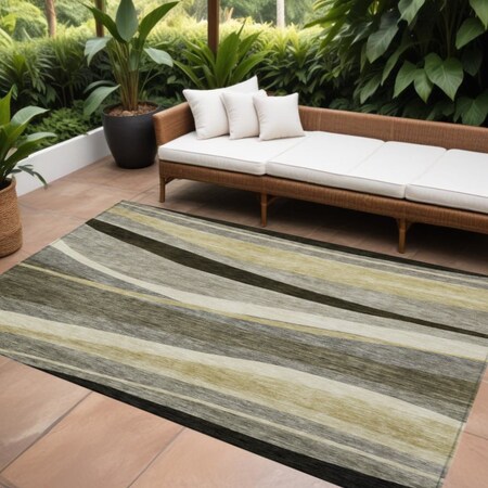 Homeroots 8' X 10' Taupe Gray And Black Abstract Washable Indoor Outdoor Area Rug 603692