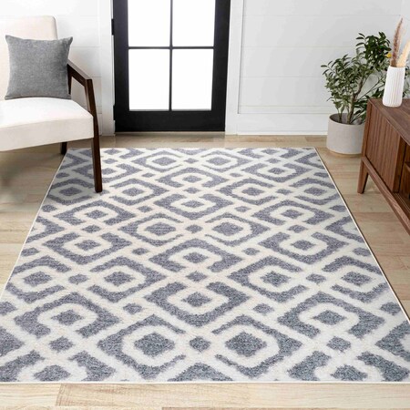 Jonathan Y Astrid Retro Trellis High-Low Cream/Gray 5 ft. x 8 ft. Area Rug SNT103B-5
