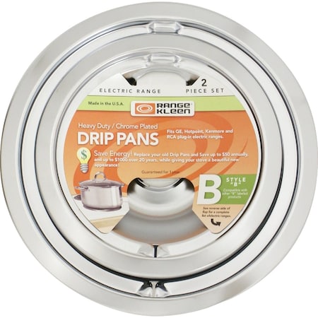 Range Kleen Electric, 1 6'' &, 1 8'' Style B Round Chrome Drip Pan 139402XCD5