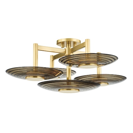 Hudson Valley Lighting Pembrooke & Ives X Griston 5 Light Semi Flush 28 In. Aged Brass PI1892605-AGB