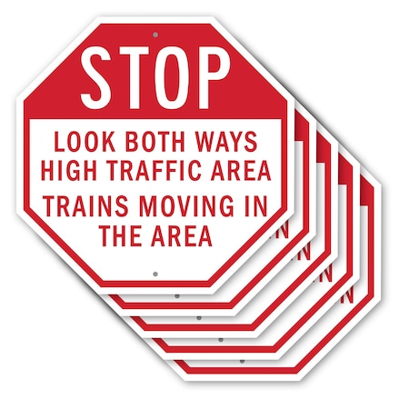 Signmission Stop Look Both Ways High Traffic Ar, 10 inch X 10 inch, Aluminum Metal Signs, 5PK OC-A-5Pack-10-212