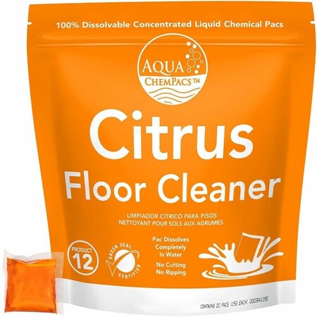 Diversey Aqua ChemPacs Citrus Floor Cleaner, Citrus Scent, 100PK 9320930