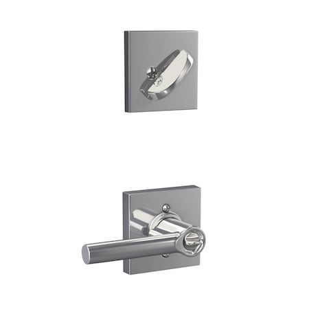 Schlage Residential Broadway Lever with Collins Rose Interior Active Trim with 12326 Latch and 10269 Strikes F59BRW625COL