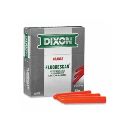 Dixon Ticonderoga Fluorescent Crayon, 5 in dia, 11/16 in L, Fluorescent Orange, 12PK 464-13003