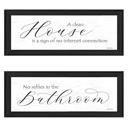 Homeroots Set Of Two Household Humor 2 Black Framed Print Bathroom Wall Art, 2PK 406071