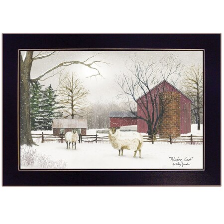Homeroots Winter Coat sheep Black Framed Print Wall Art 415262