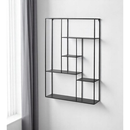 Homeroots 39" Black Metal Wall Mounted Tiered Shelf 608664