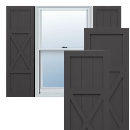 Ekena Millwork True Fit PVC Center X-Board Farmhouse Fixed Mount Shutters, Shadow Mountain , 18W x 75H, PR TFP107FH18X075SM