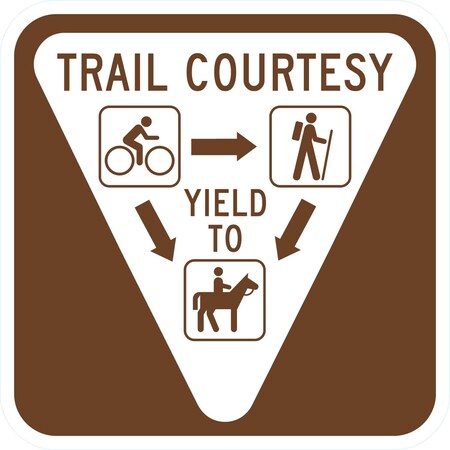 Lyle Trail Courtesy Yield To (W/ Graphic And Arrows), 12x12, Engineer Grade, Brown G-2352-EG_12x12